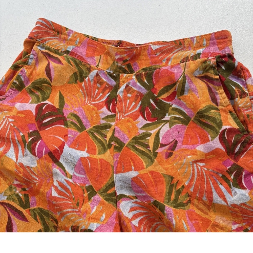 C&C California Women’s 100% Linen Colorful  Wide Leg Tropical Pants Size Large - Picture 15 of 15